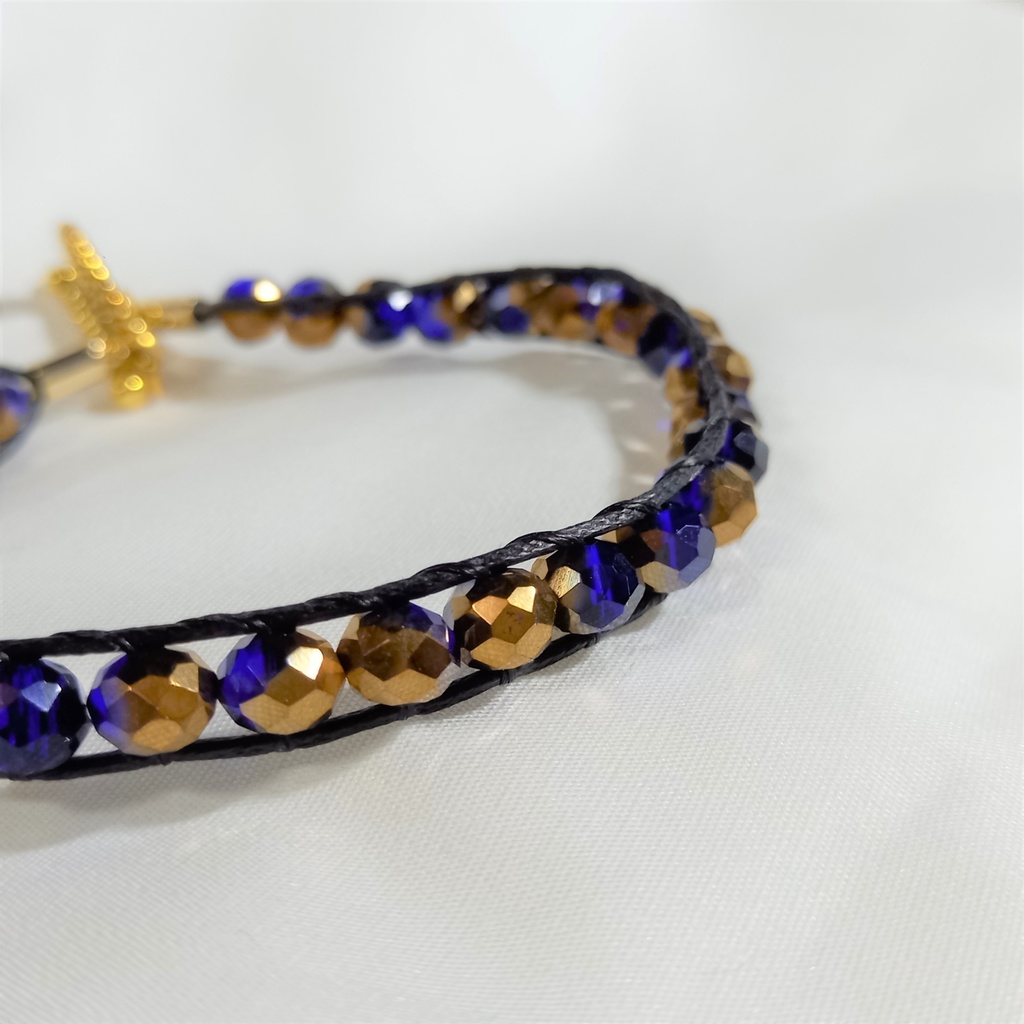 ブルー×ゴールドベルトブレスレット