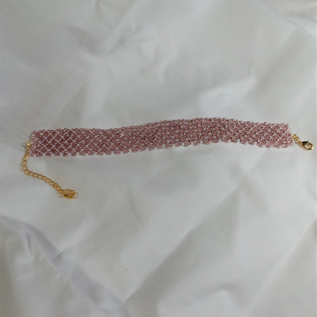 ビーズベルトブレスレット 桃