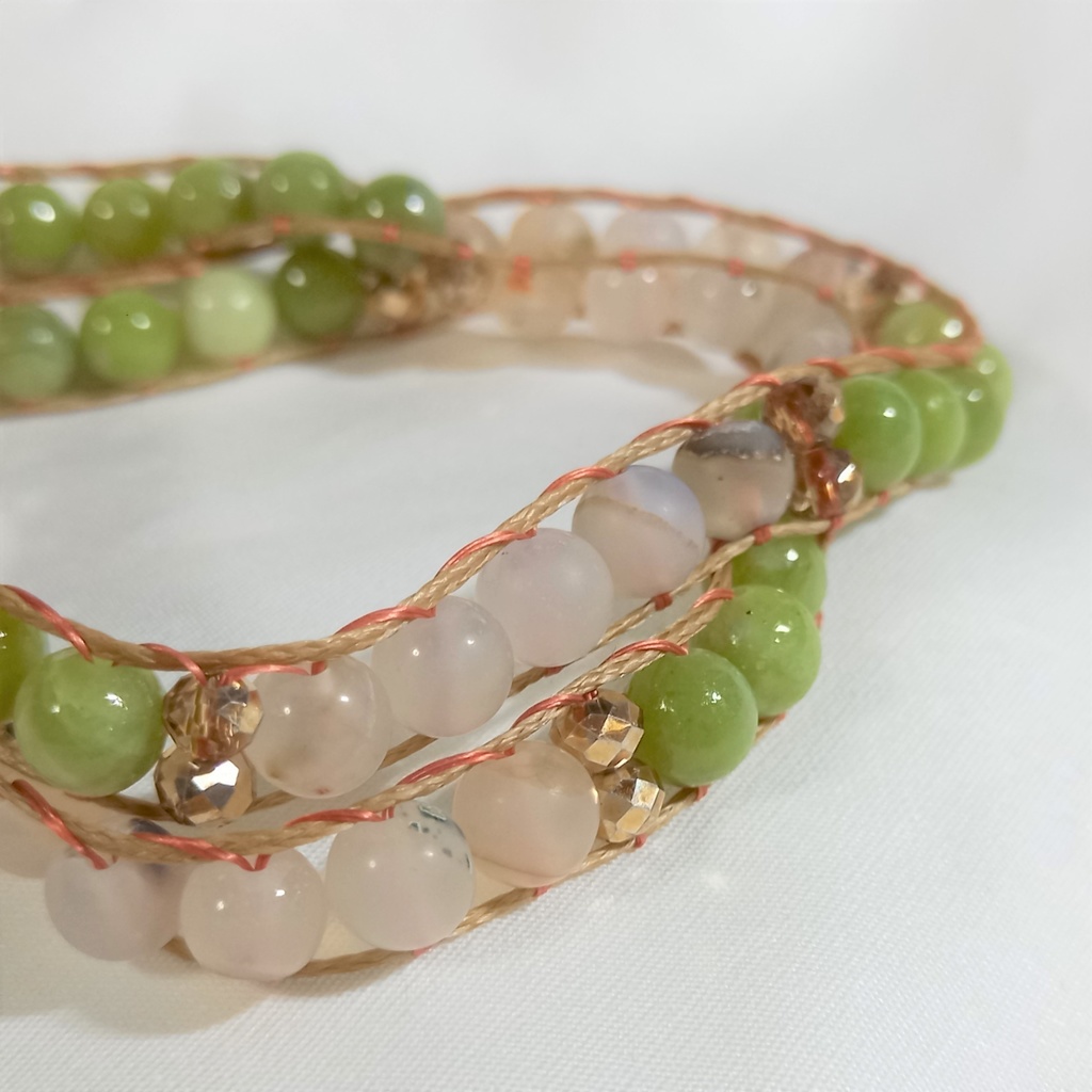翡翠×瑪瑙ダブルベルトブレスレット