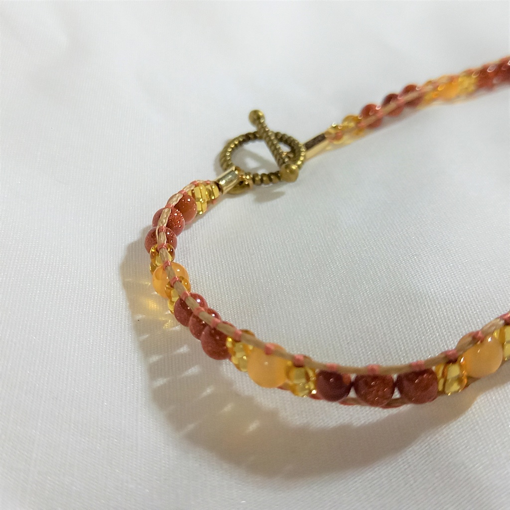 カーネリアン×金砂石ベルトブレスレット