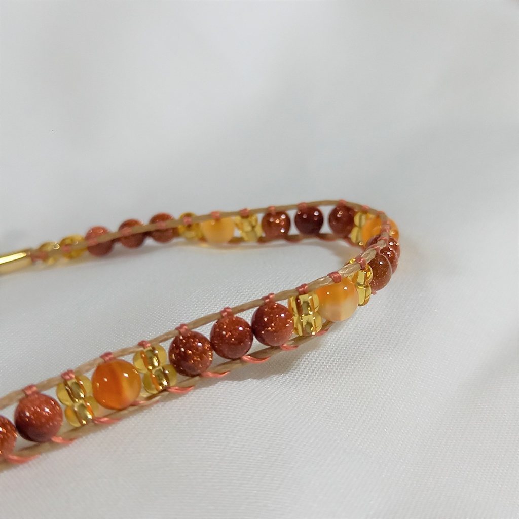 カーネリアン×金砂石ベルトブレスレット