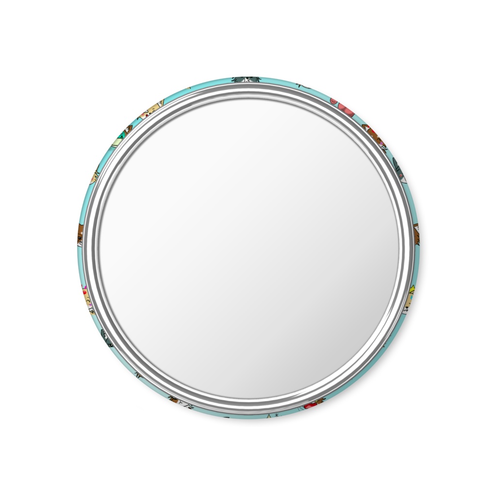 荒ぶるチワワ - 缶ミラー - 水色