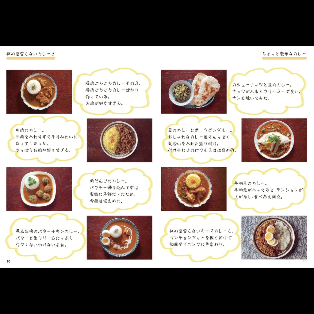 『わたしの作ったカレー』・おうちスパイスカレーと一言コメントのZINE(600円)