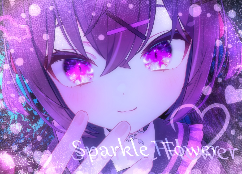 【9アバター対応：瞳テクスチャ】Sparkle Flower 縁ぼかし、発光テクスチャ有