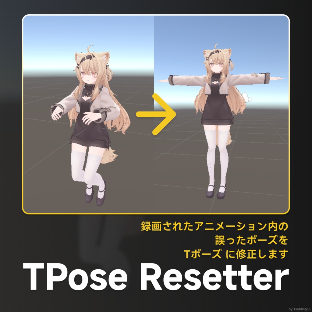 [無料] TPose Resetter — 録画されたアニメーション内の誤ったポーズを Tポーズ に修正します