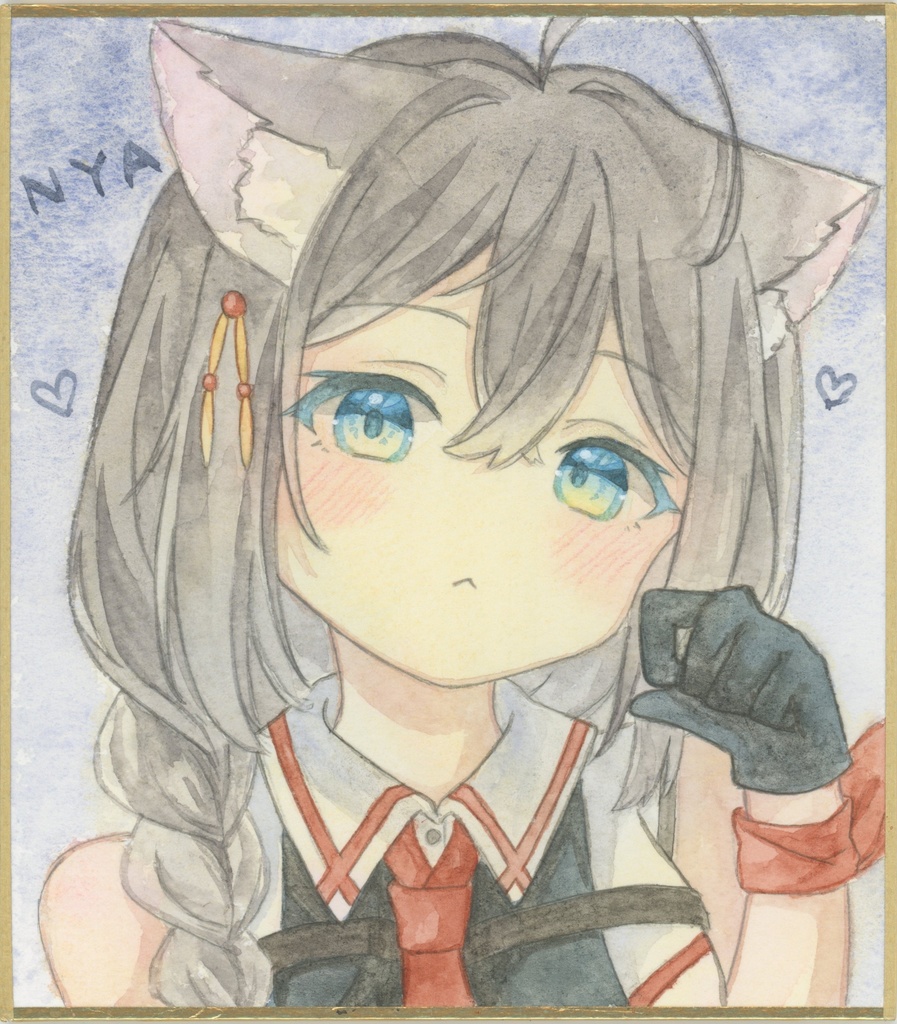 艦これ　時雨　ねこみみ　色紙