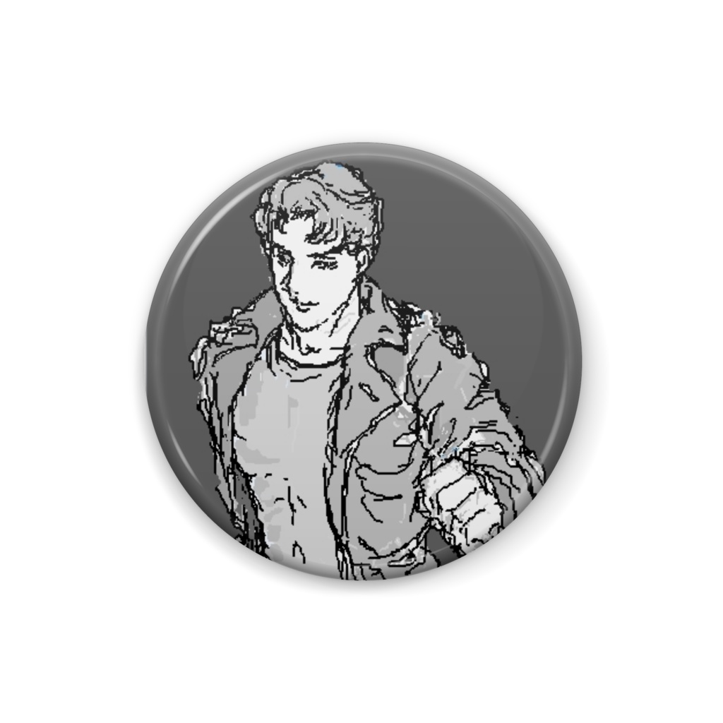 缶バッチ　青年