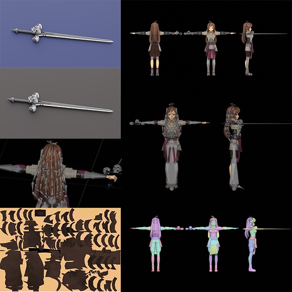 Low Poly Vrchat Anime Sword Girl Avatar