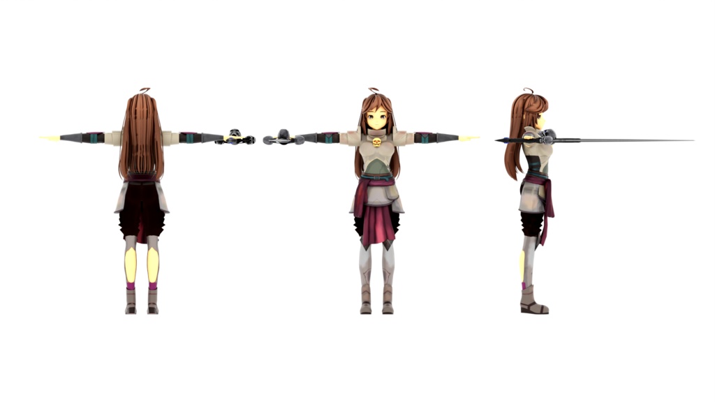 Low Poly Vrchat Anime Sword Girl Avatar