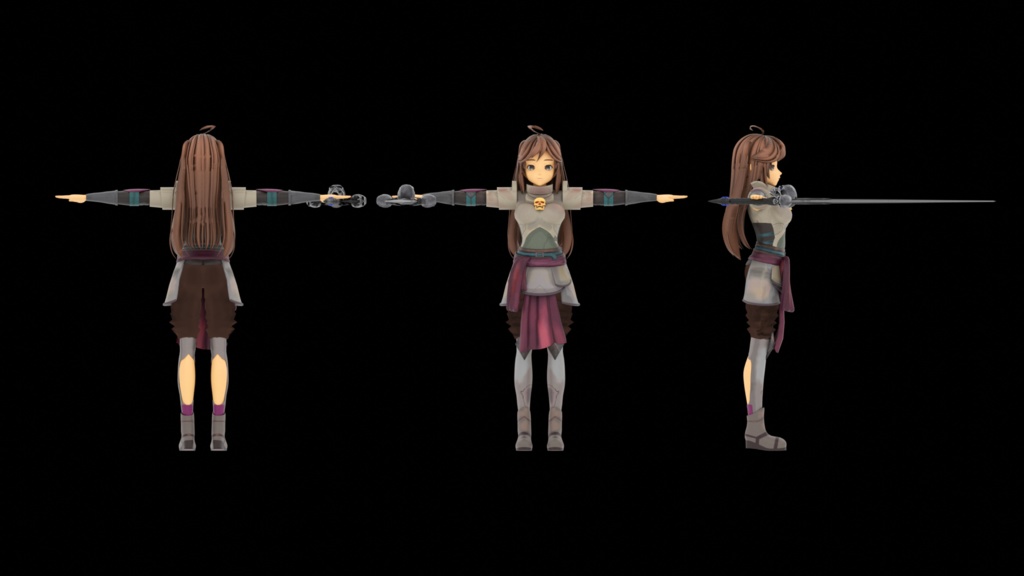 Low Poly Vrchat Anime Sword Girl Avatar