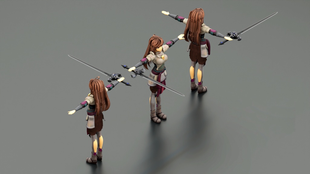 Low Poly Vrchat Anime Sword Girl Avatar