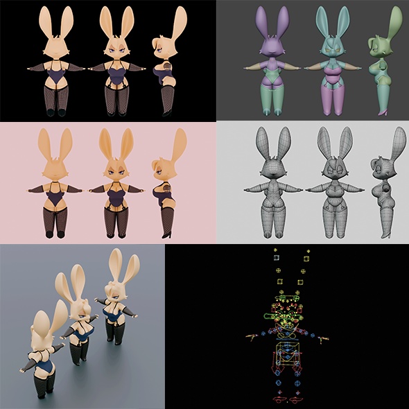 Low Poly Game Ready Bunny Girl Character