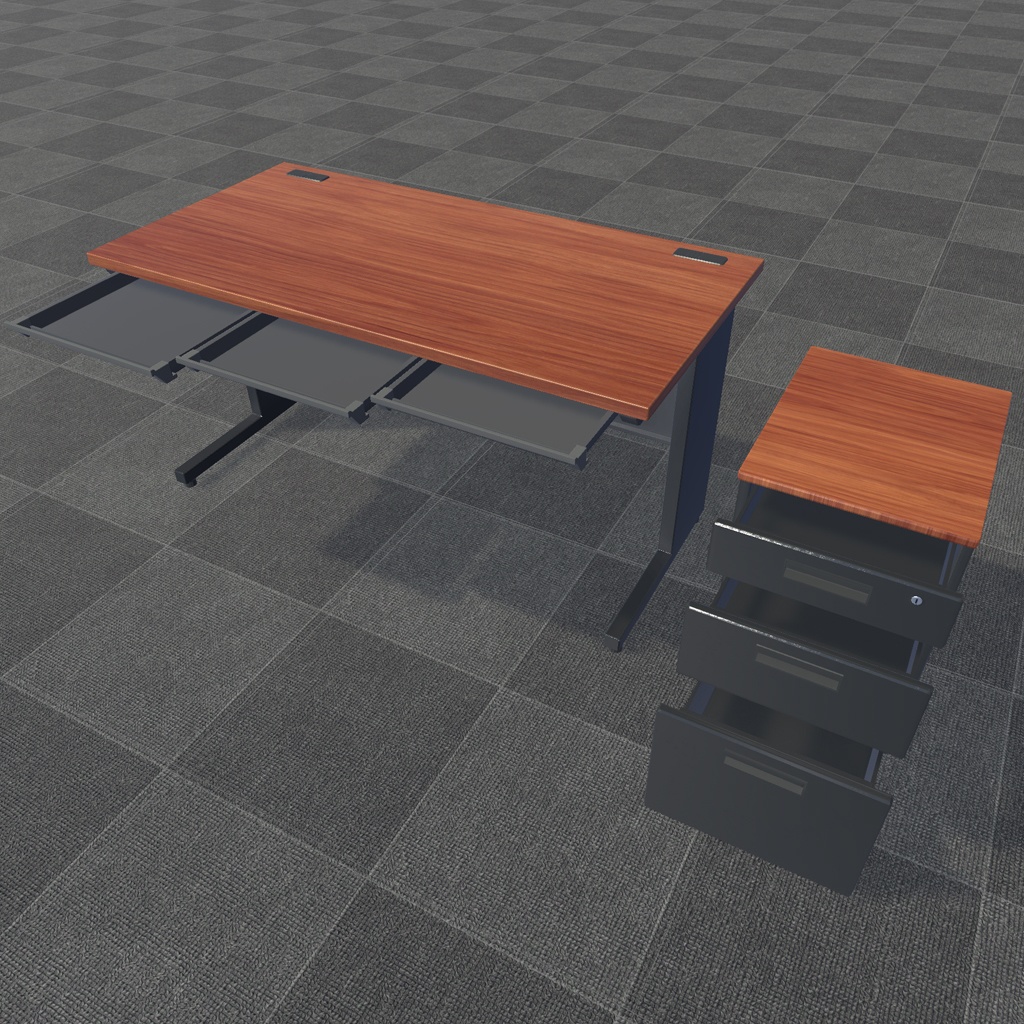 【3Dモデル】オフィスデスク&チェアーセット