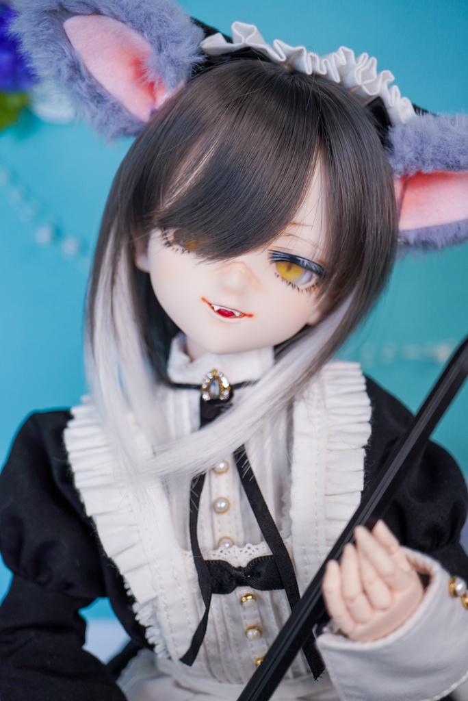 カスタムヘッド 『DDH-07』 SW肌 レジン盛り+カボションアイ2種+舌パーツ+ケモ耳しっぽパーツ