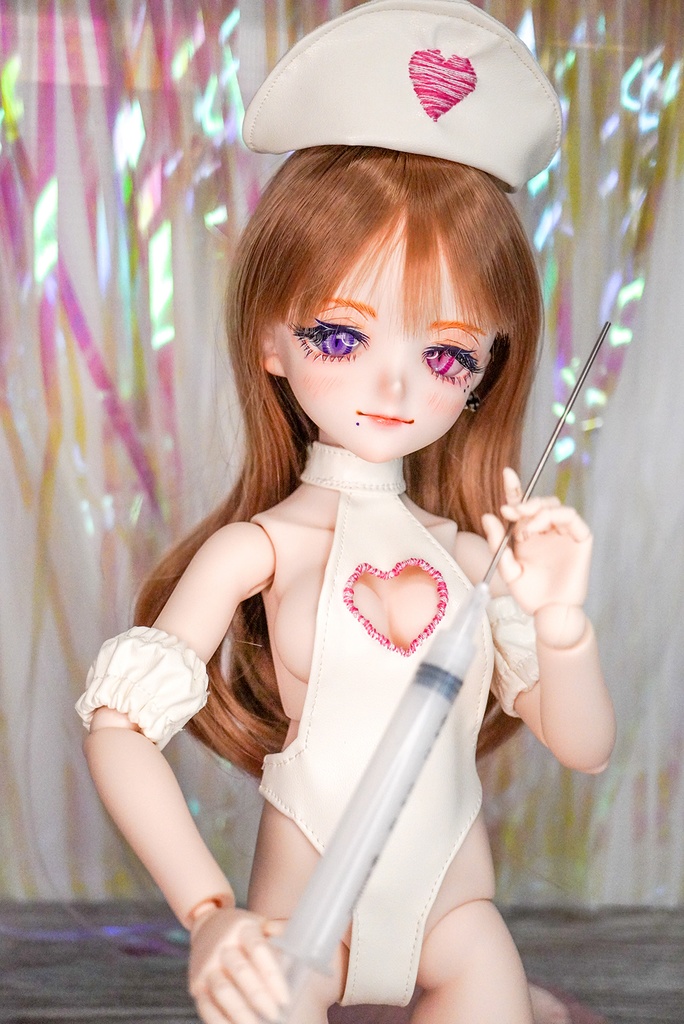 カスタムヘッド 『DDH-09』 SW肌 レジン盛り+カボションアイ+レジンアイ+おまけウィッグ