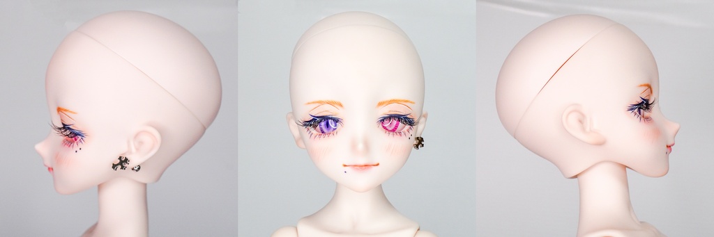 カスタムヘッド 『DDH-09』 SW肌 レジン盛り+カボションアイ+レジンアイ+おまけウィッグ