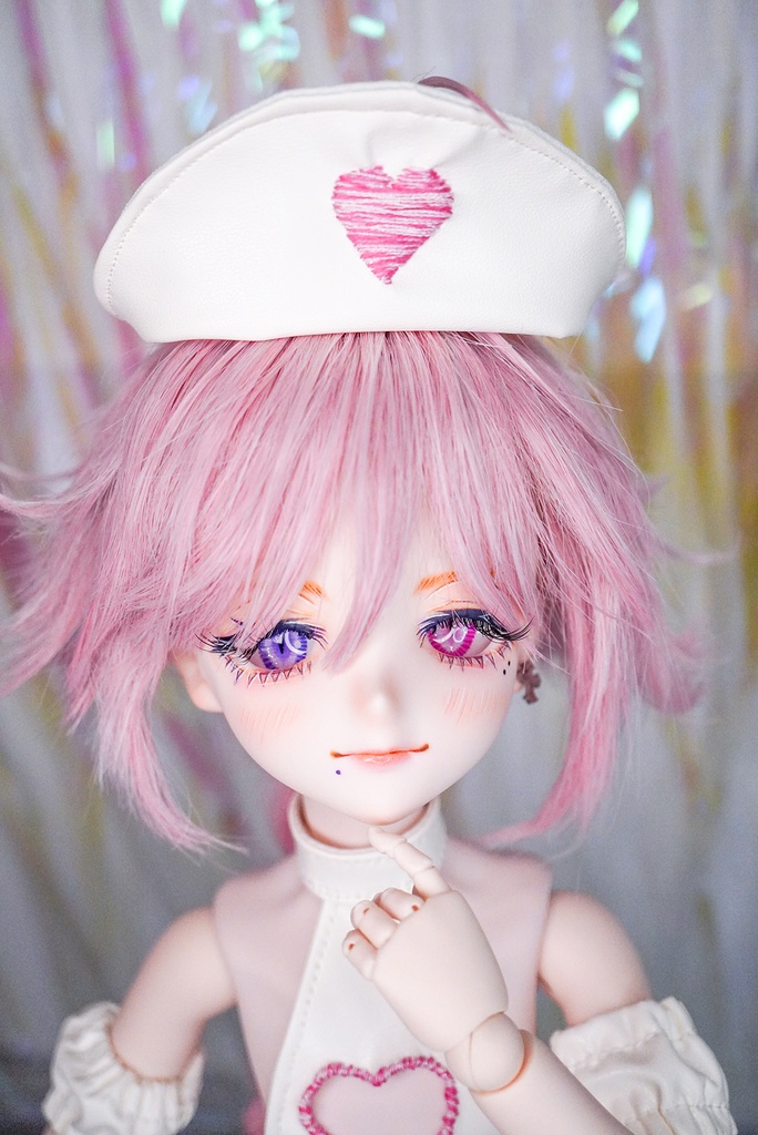 カスタムヘッド 『DDH-09』 SW肌 レジン盛り+カボションアイ+レジンアイ+おまけウィッグ