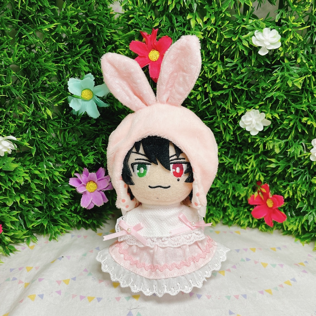 10cmぬい対応 ぬい服♡うさぎもふもふきゃっぷぱすてるわんぴーす♡