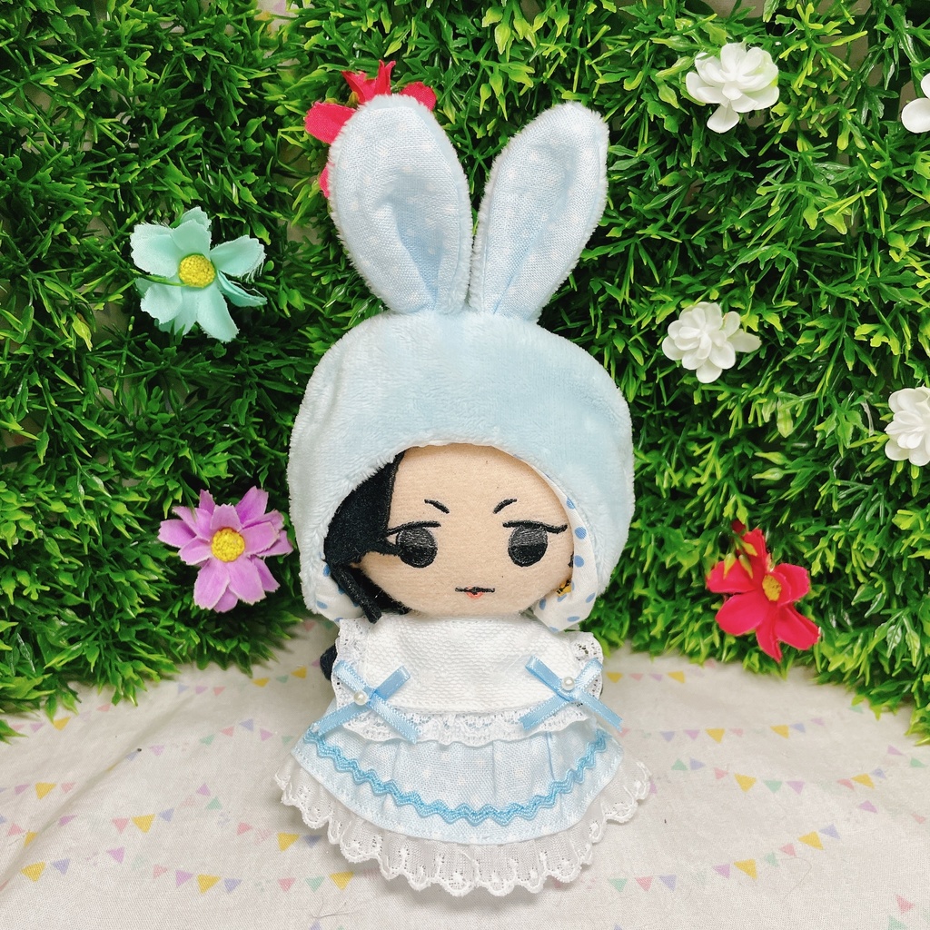 10cmぬい対応 ぬい服♡うさぎもふもふきゃっぷぱすてるわんぴーす♡