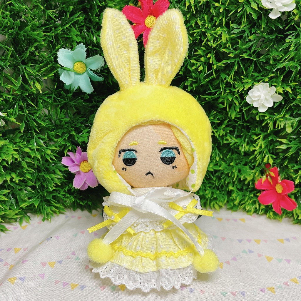 10cmぬい対応 ぬい服♡うさぎもふもふきゃっぷぱすてるわんぴーす♡
