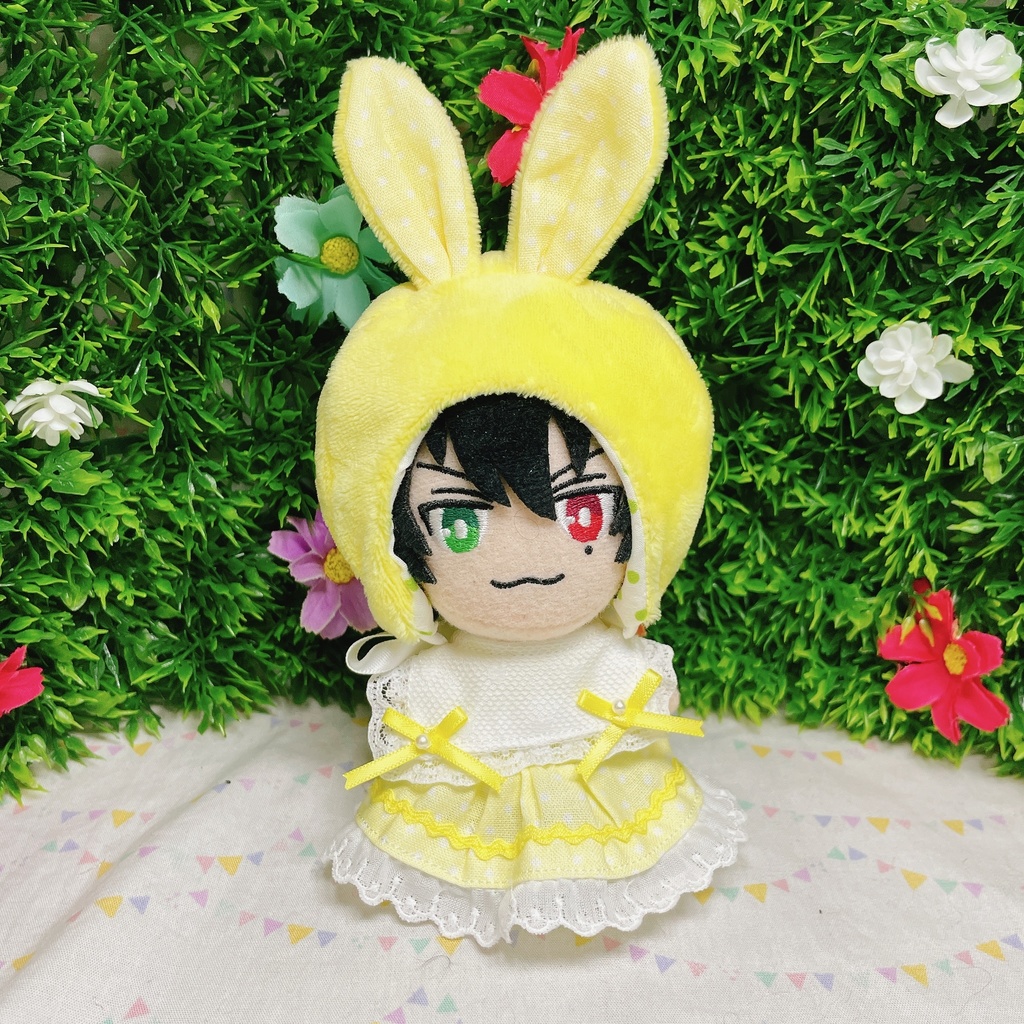 10cmぬい対応 ぬい服♡うさぎもふもふきゃっぷぱすてるわんぴーす♡