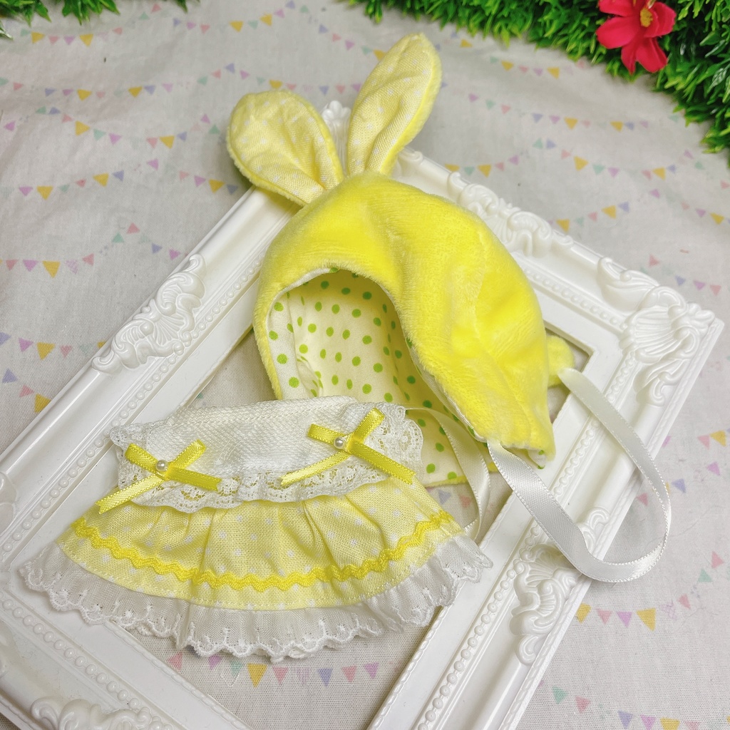 12cmぬい対応 ぬい服♡もふもふきゃっぷぱすてるわんぴーす♡