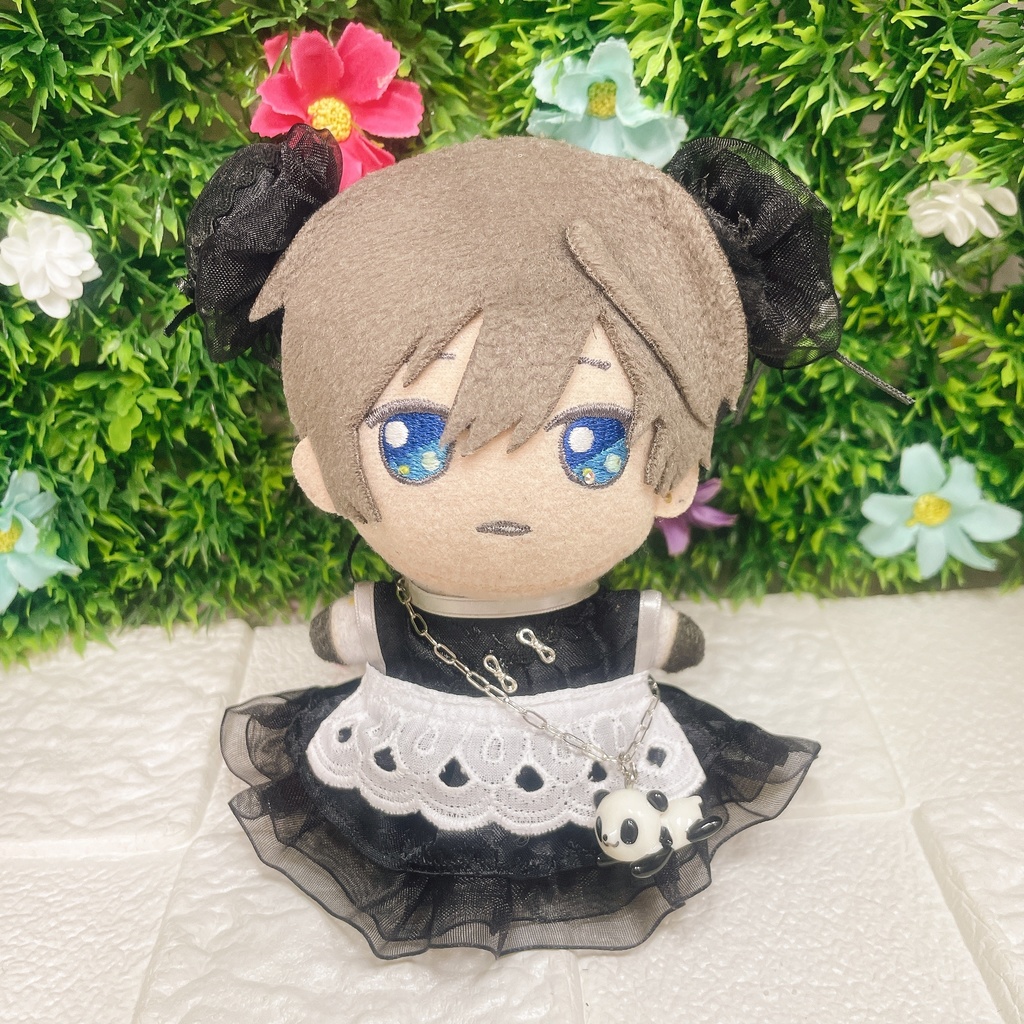 12cm ぬい服 🐼ぱんだチャイナメイド🐼ブラック＆シルバー