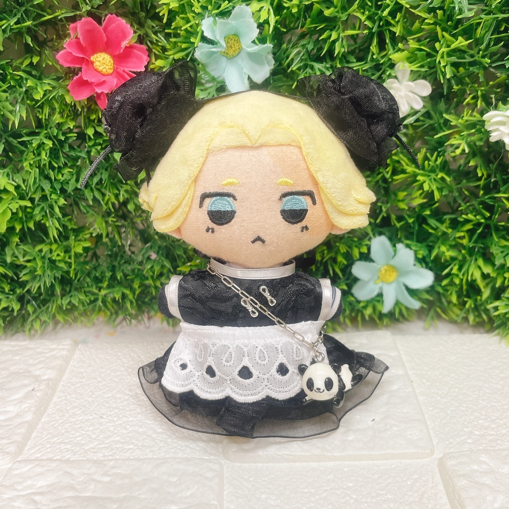 10cm ぬい服 🐼ぱんだチャイナメイド🐼ブラック＆シルバー