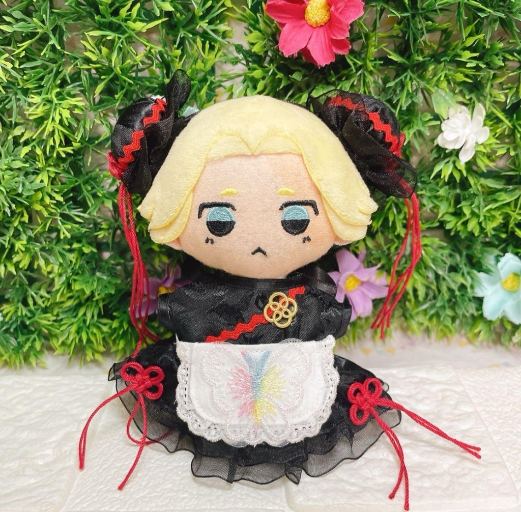 10cm ぬい服 東リベ ヒプマイ ☆ブラック×レッド チャイナ メイド☆