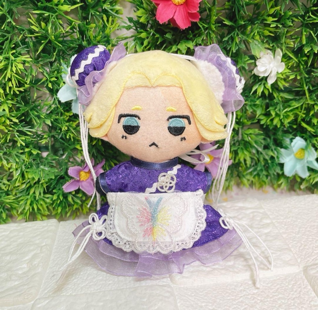 10cm ぬい服 東リベ ヒプマイ ☆パープル×ホワイト チャイナメイド☆