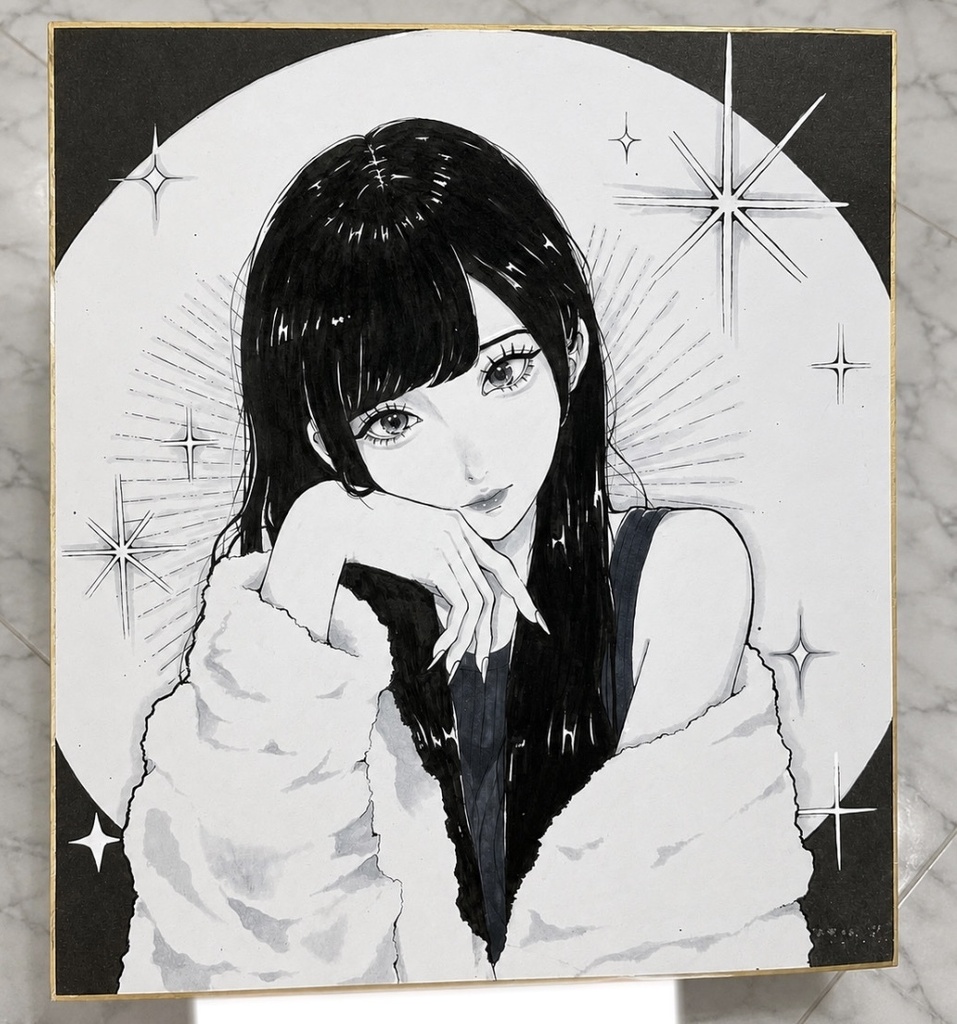 オリジナル手描きイラスト アナログ 大色紙
