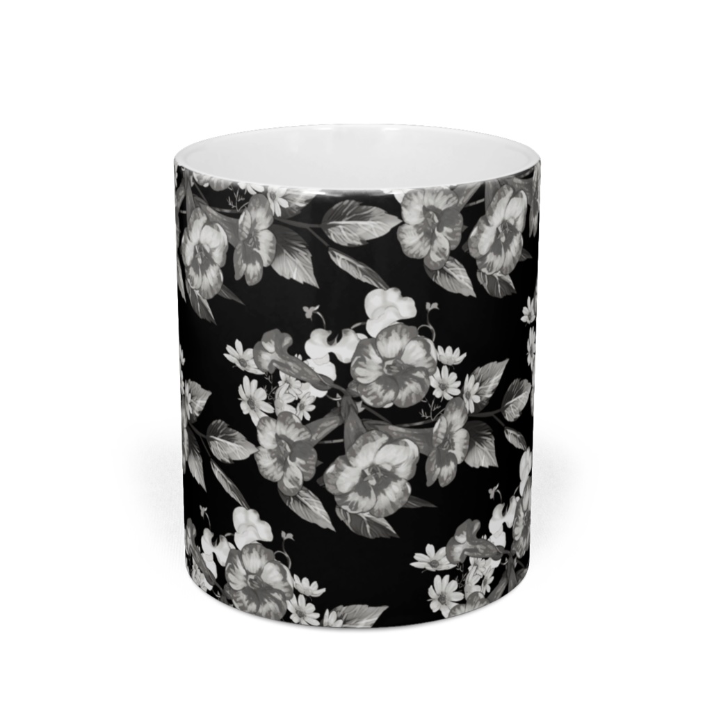 マグカップ「ノウゼンカズラ」黒白