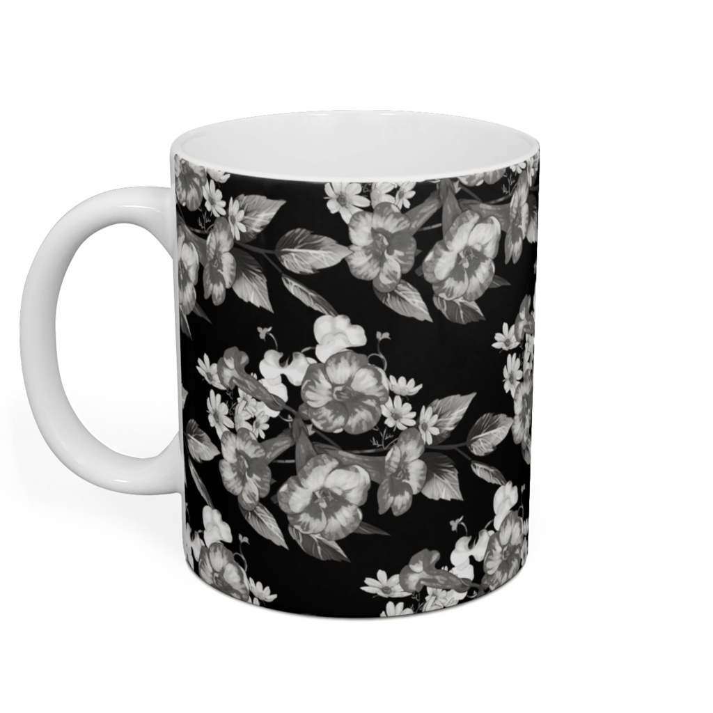 マグカップ「ノウゼンカズラ」黒白