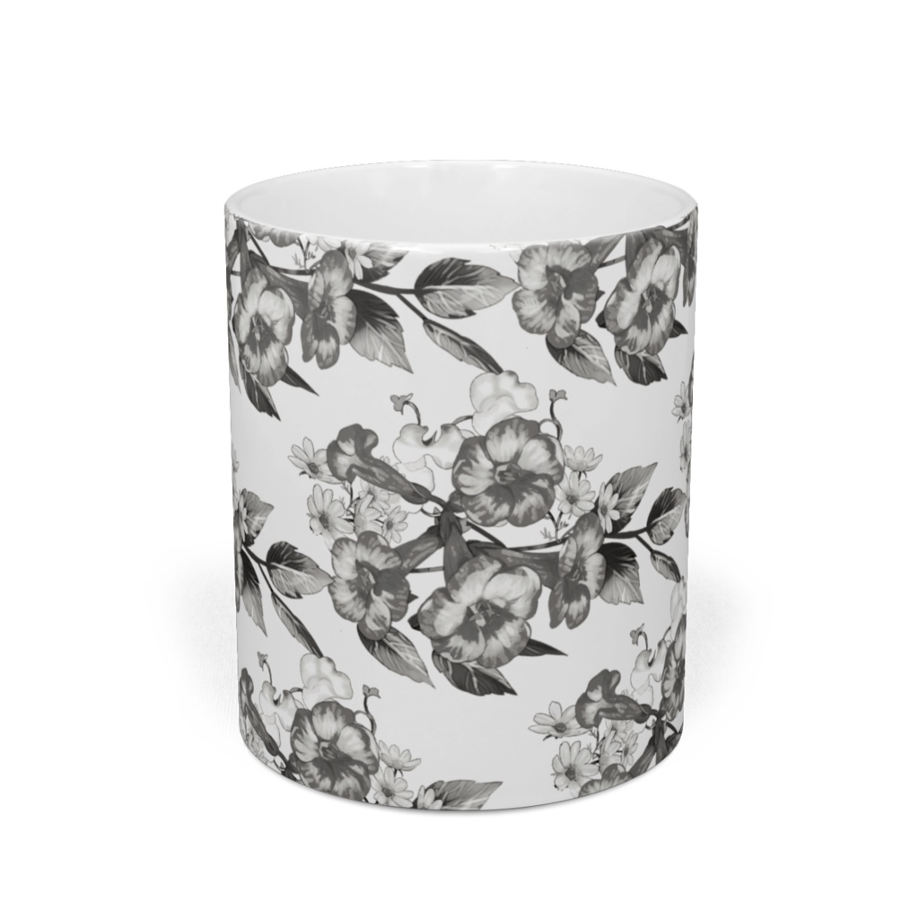 マグカップ「ノウゼンカズラ」白黒