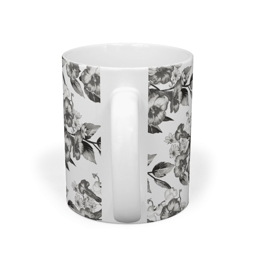 マグカップ「ノウゼンカズラ」白黒