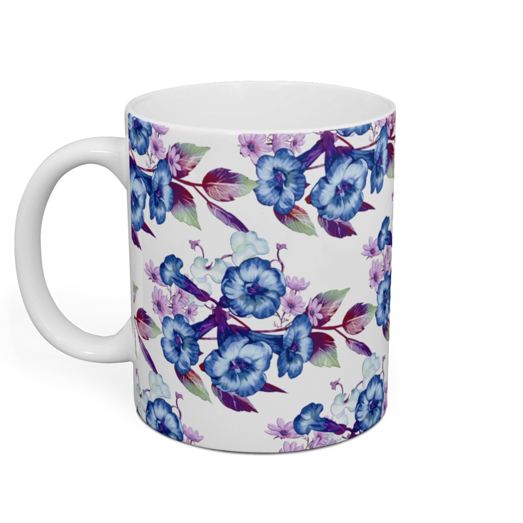 マグカップ「ノウゼンカズラ」白青