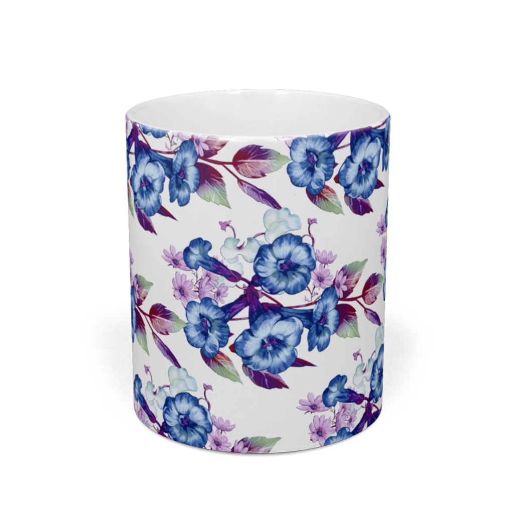 マグカップ「ノウゼンカズラ」白青