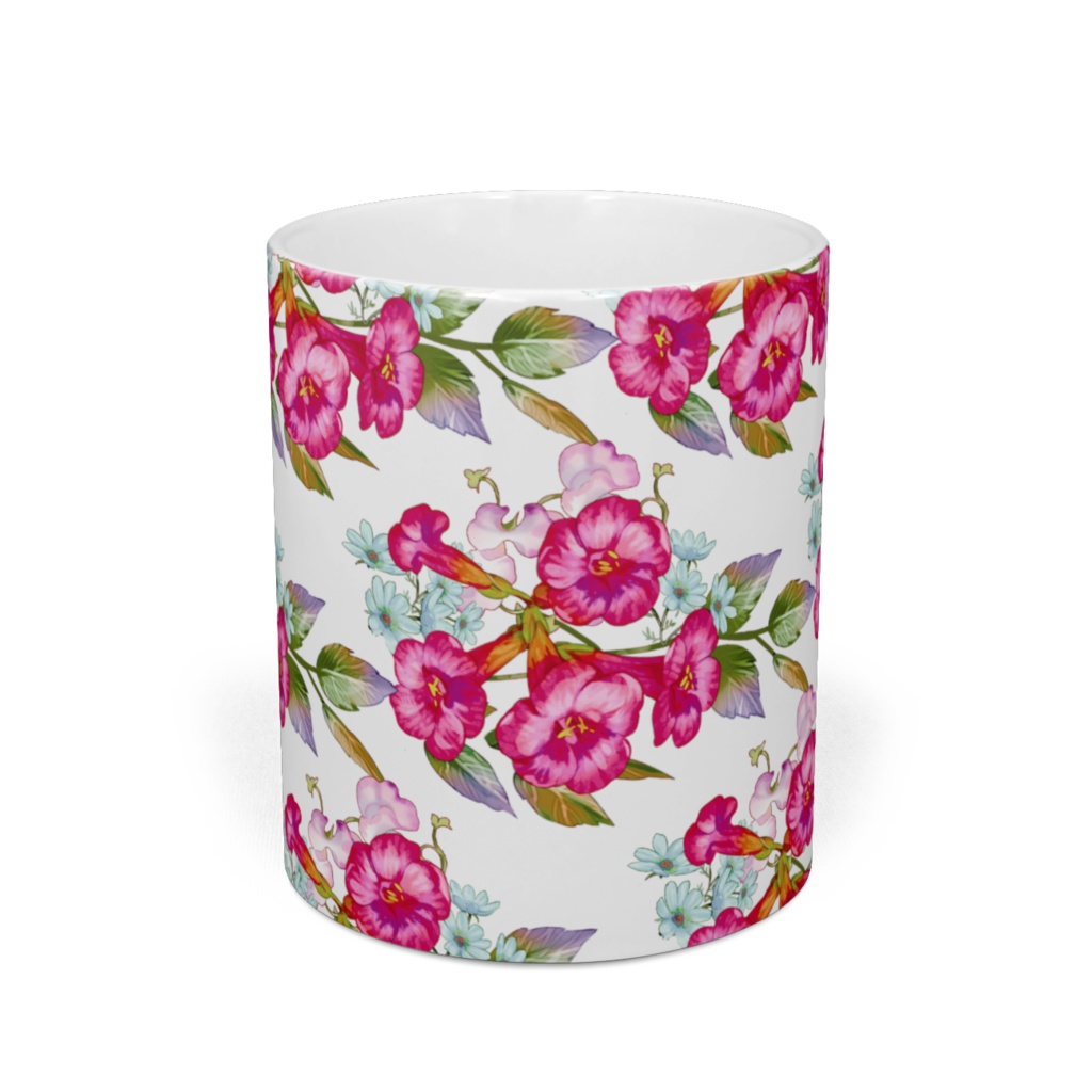 マグカップ「ノウゼンカズラ」白赤