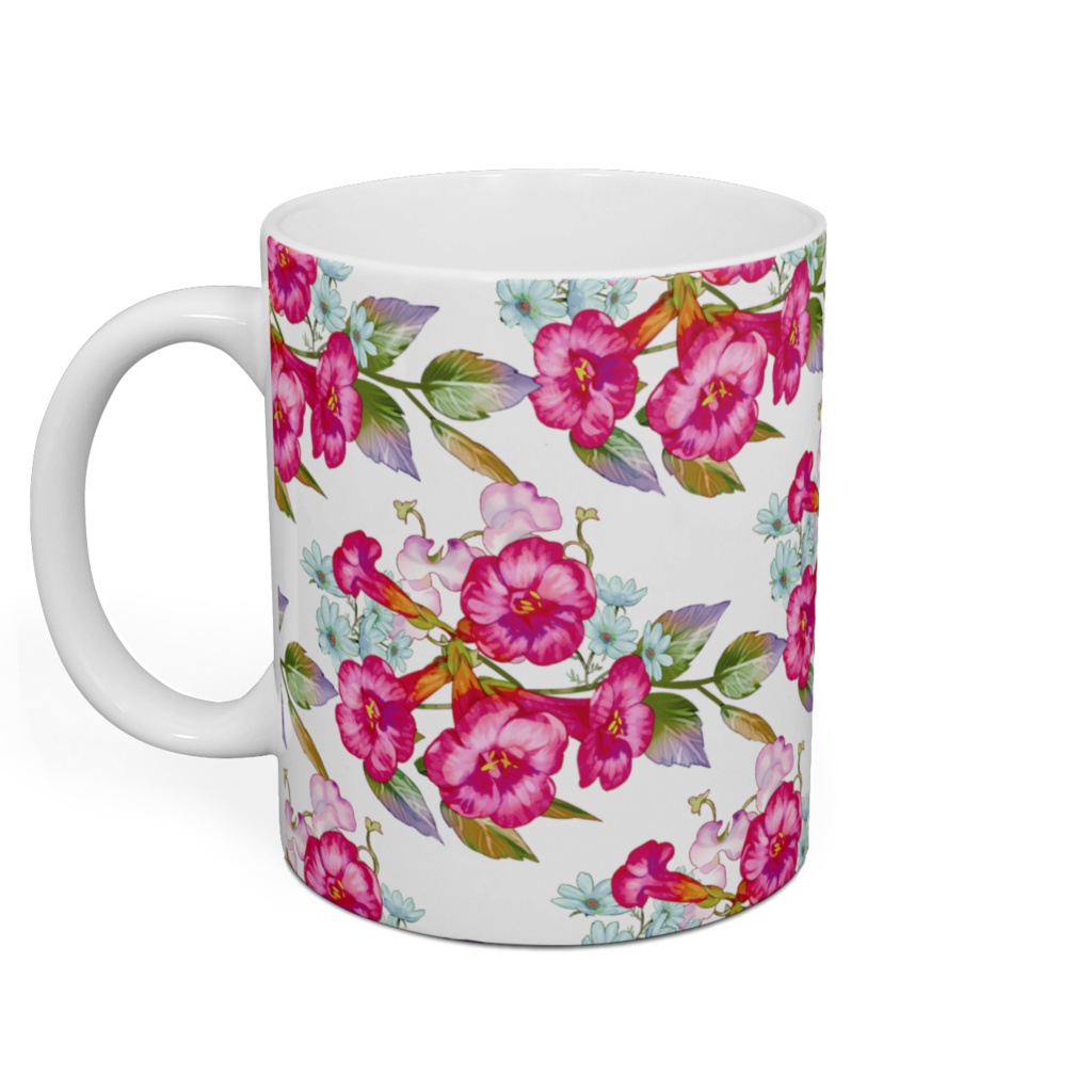 マグカップ「ノウゼンカズラ」白赤