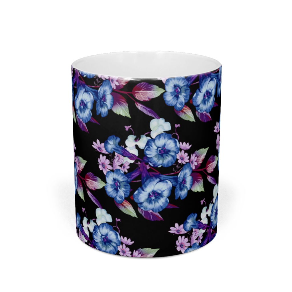 マグカップ「ノウゼンカズラ」黒青