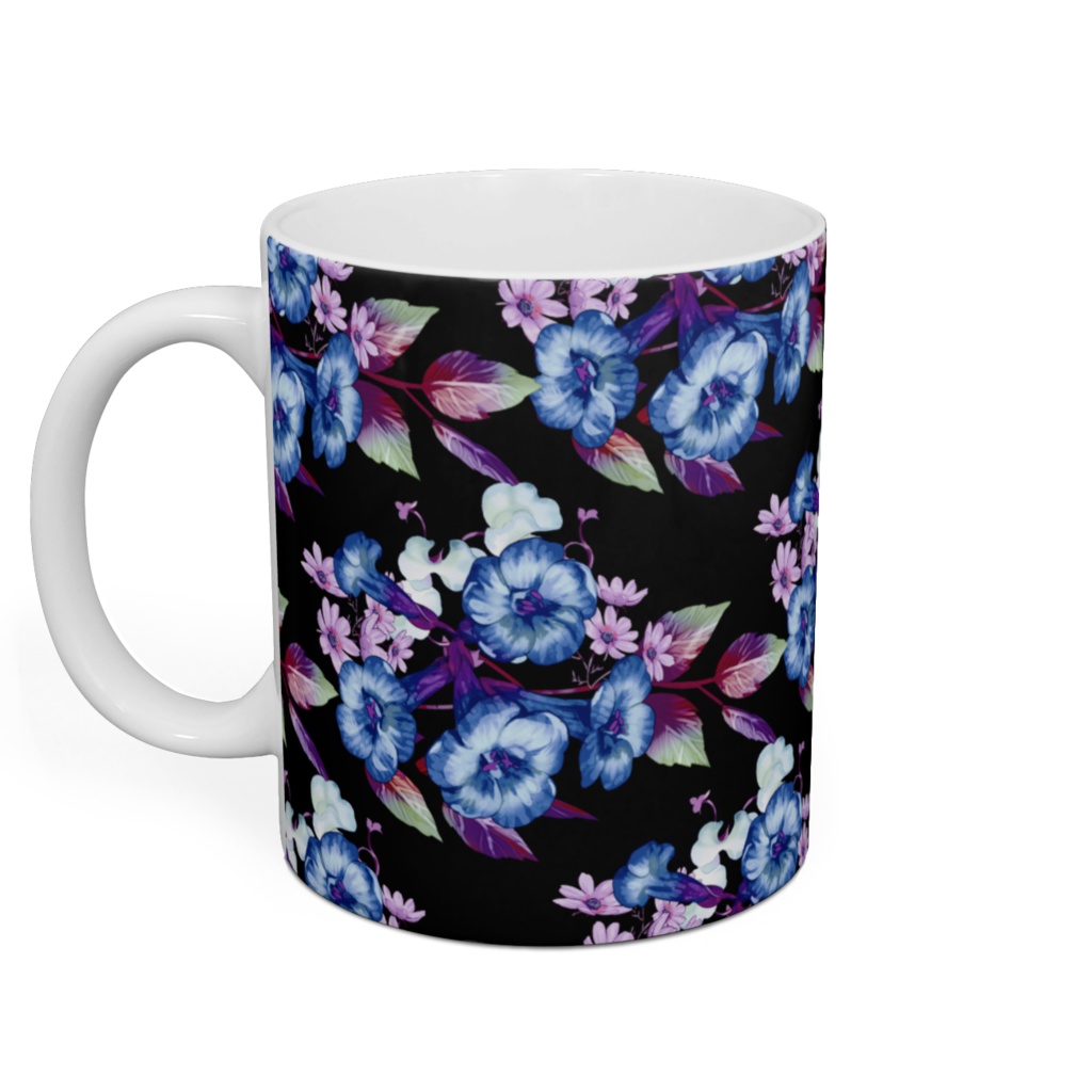 マグカップ「ノウゼンカズラ」黒青