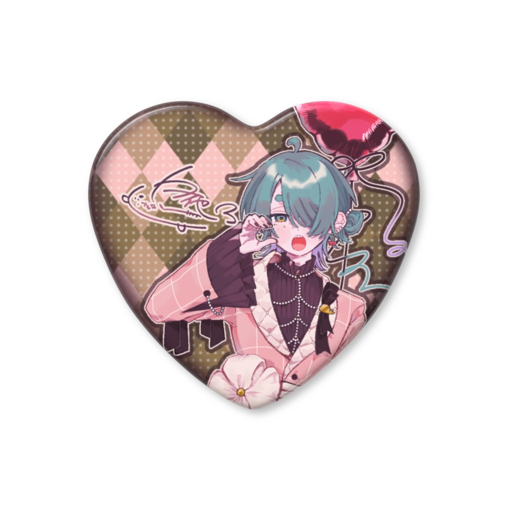 白夜Valentine2026　ハート缶バッジ