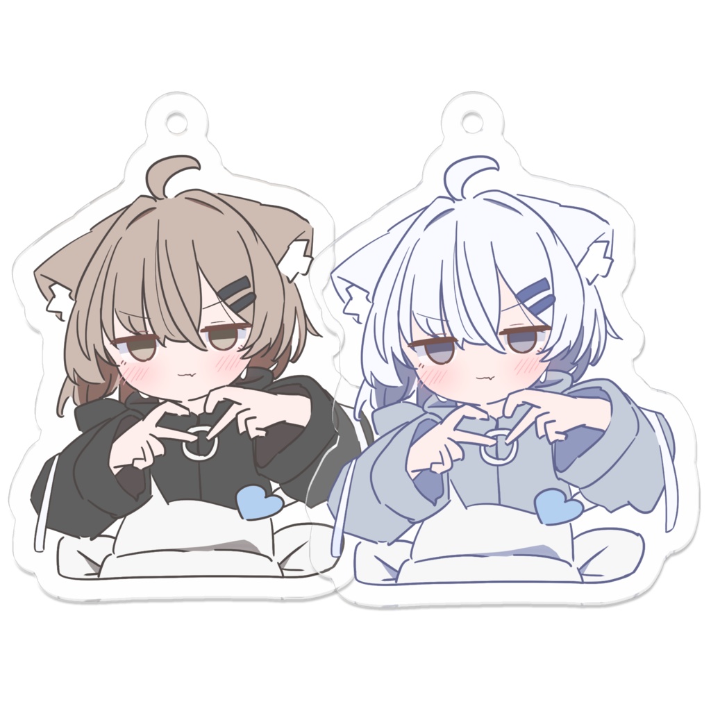【キーホルダー】指ハート真冬ちゃん(黒、白、ピンク)