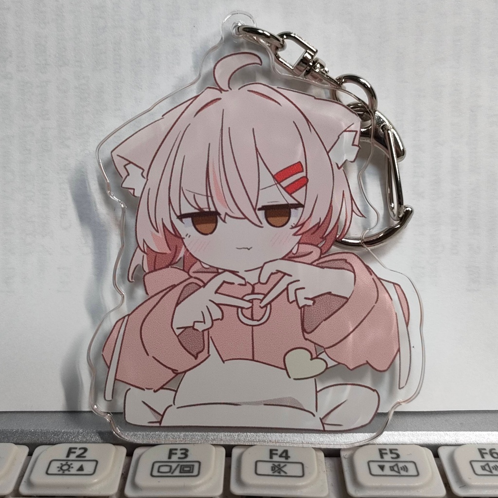 【キーホルダー】指ハート真冬ちゃん(黒、白、ピンク)