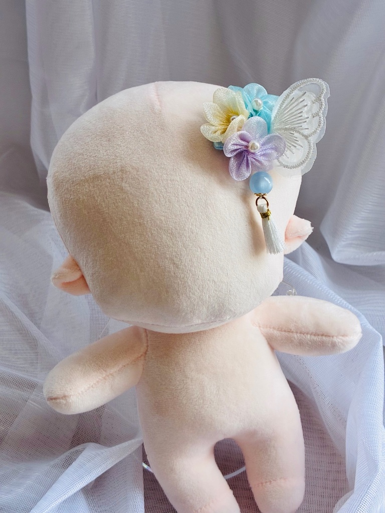 ピンクとレースのお花クリップ(2個セット)