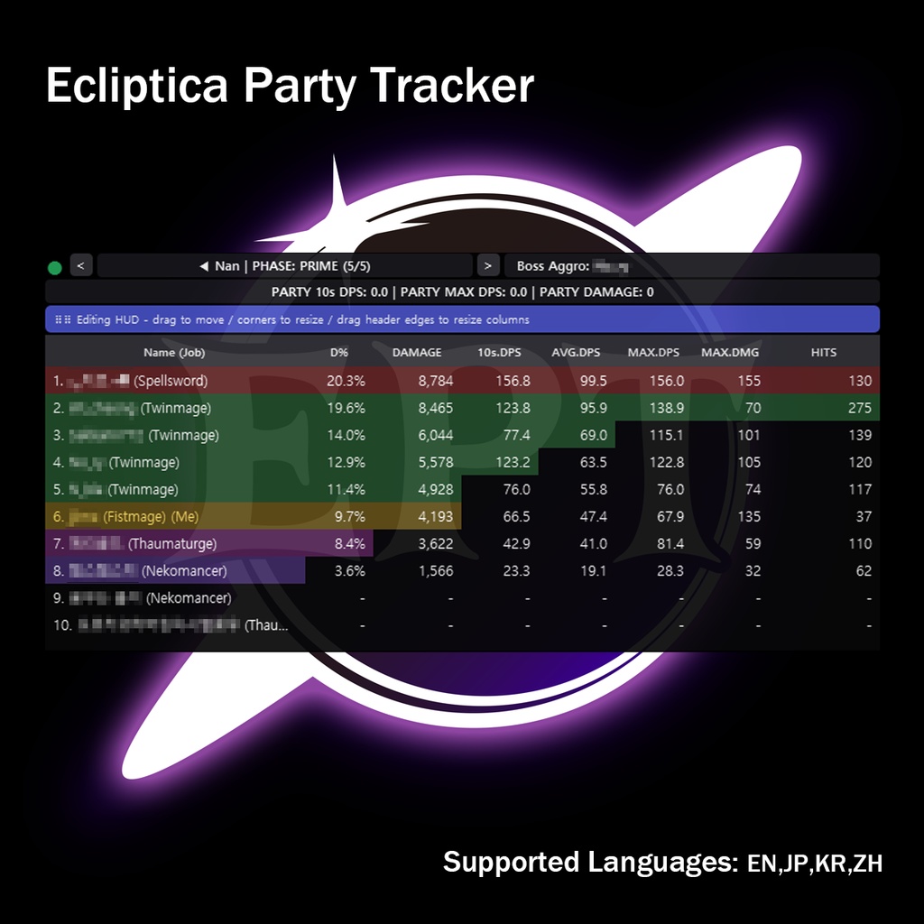 【発売記念セール中！】 [Ecliptica Party Tracker] / VRChat ECLIPTICA PartySync HUD DPS meter