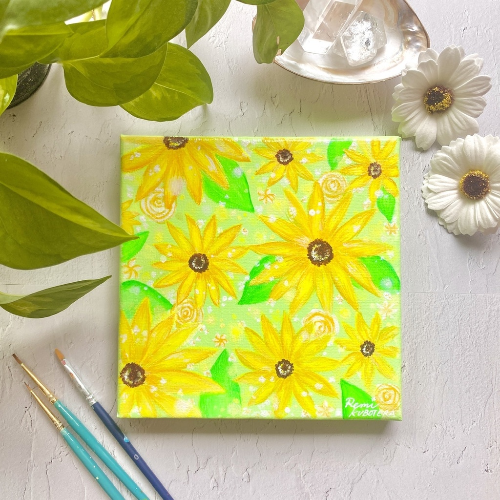 “Little Sunflowers” (15×15cm)(5.9×5.9inch)