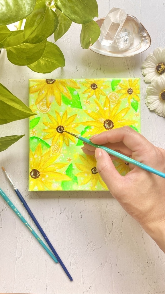 “Little Sunflowers” (15×15cm)(5.9×5.9inch)