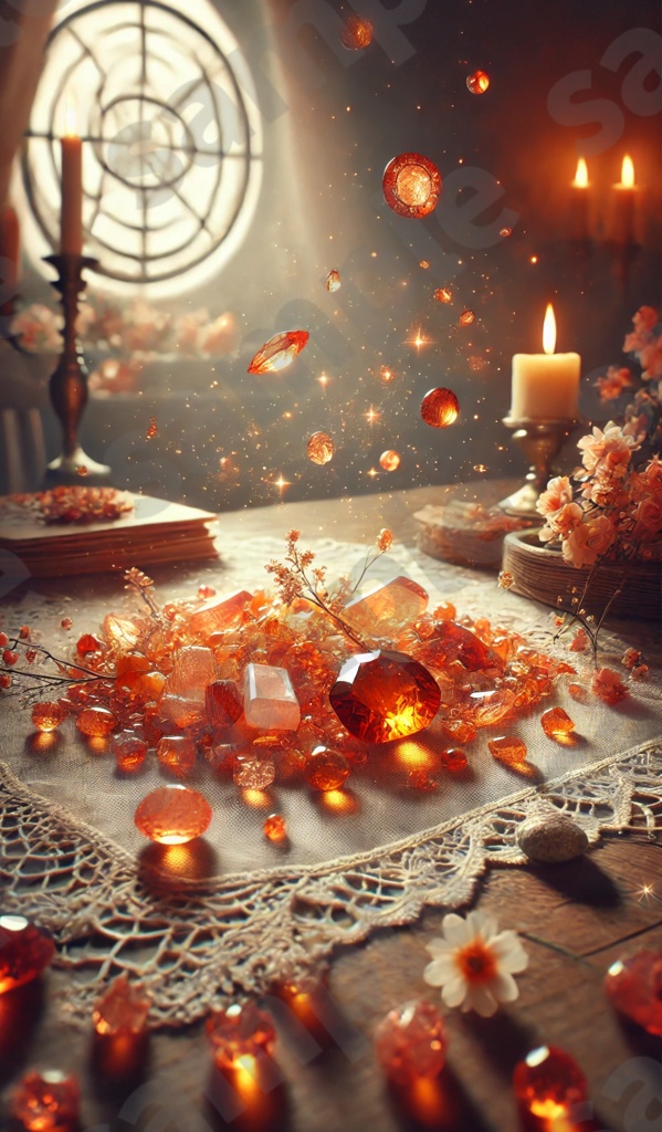 「スマホ壁紙」金運がUPしそうなオレンジの宝石壁紙 5枚セット