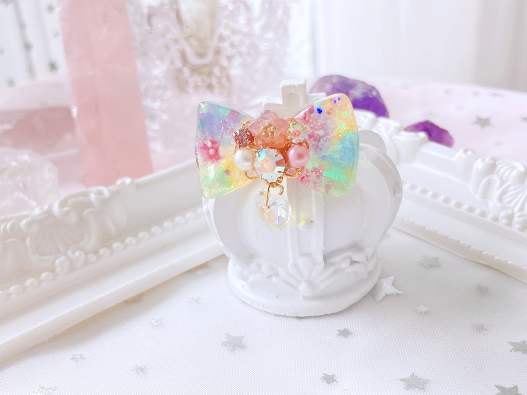 ハート キラキラ ゆらゆら かわいい お花 リボン リング ミルキー レインボー